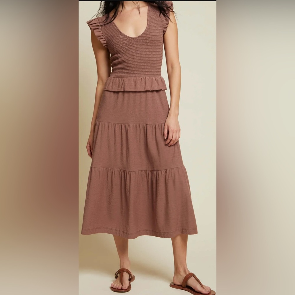 Nation LTD - Fabienne Fused Ruffle Dress in Mojave Sz:Small - Picture 3 of 14